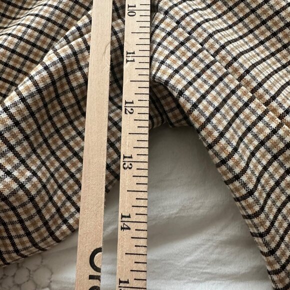 Loft Womens Checked Wide-Leg Cropped Pants SZ 4 Black Gold Plaid Preppy Office - Picture 6 of 7